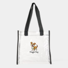 Cute Dog Design Clear Stadium Tote Bag
