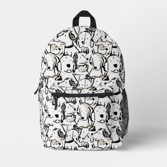 Cute Dog Doodle Pet Sketch - Black and White Puppy Bedruckter Rucksack (Vorderseite)