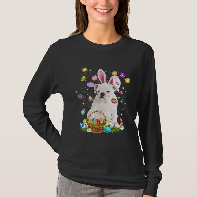 Cute Dog English Bulldog  Easter Day Egg Hunting T-Shirt (Vorderseite)