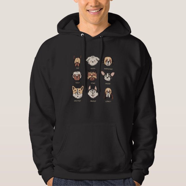 Cute Dog Faces  Pug Frenchie Husky Boxer Terrier Hoodie (Vorderseite)
