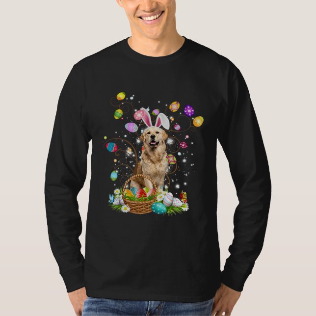 Cute Dog Golden Retriever  Easter Day Egg Hunting T-Shirt (Vorderseite)