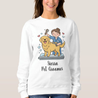 Cute Dog Groomer Golden Retriever Business Print Sweatshirt