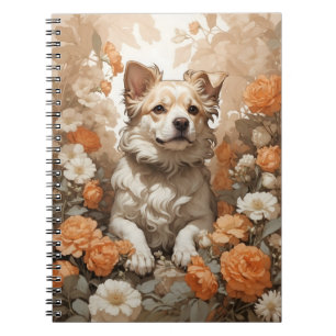 cute dog in flowers notizblock