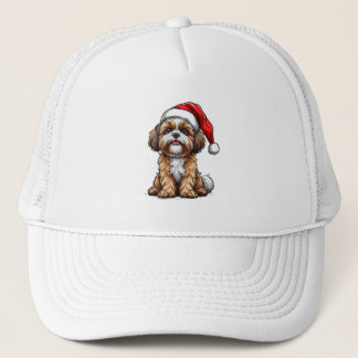 Cute Dog in Santa Hat Celebrating Christmas Truckerkappe