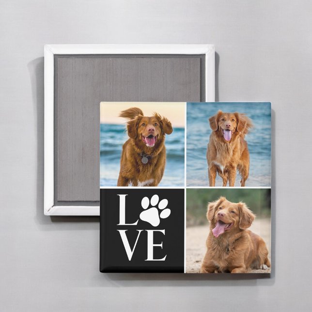 Cute Dog Lover Custom Love Photo Collage Pet Magnet (Von Creator hochgeladen)