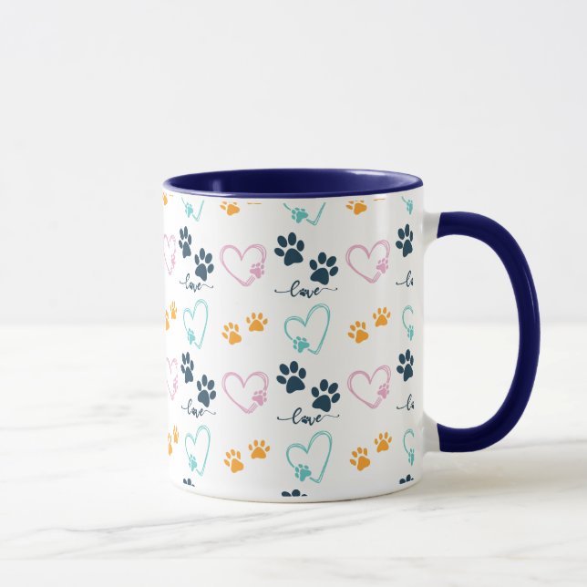 Cute Dog Lover Paw Prints Tasse (Rechts)