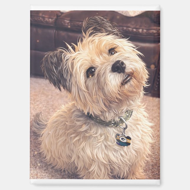 Cute Dog Magnet Adorable Puppy Terrier Design (Vorderseite)