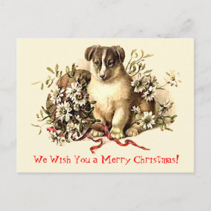 Cute Dog Merry Christmas Cards and Postcards Feiertagspostkarte