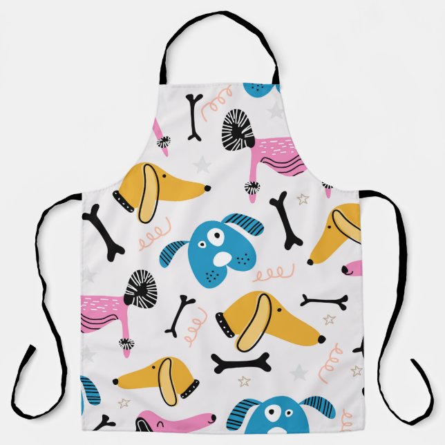Cute dog pattern with baby animal face drawing sca schürze (Vorderseite)