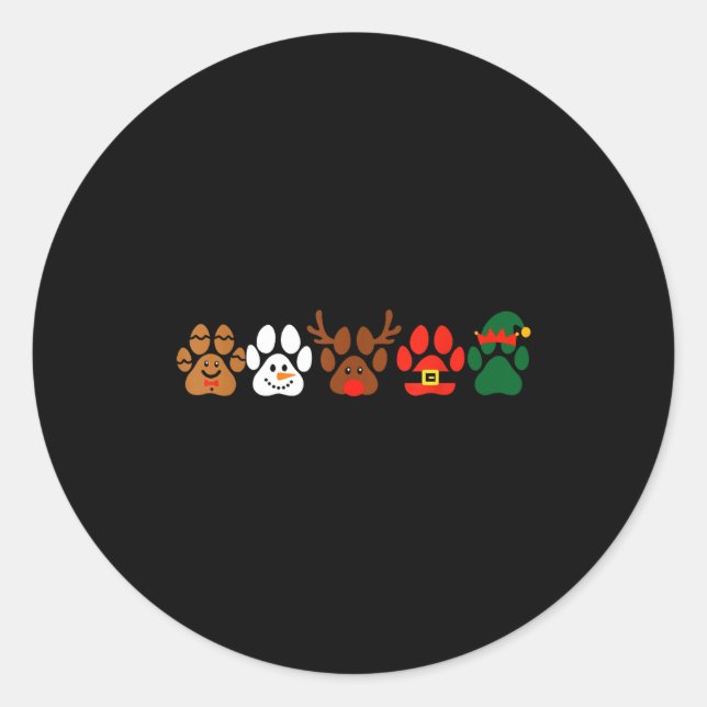Cute Dog Paw Print Santa Elf Christmas Character H Runder Aufkleber (Vorderseite)