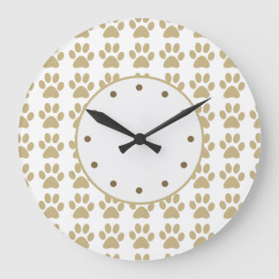 Cute Dog Paws Pattern Wall Clocks Große Wanduhr