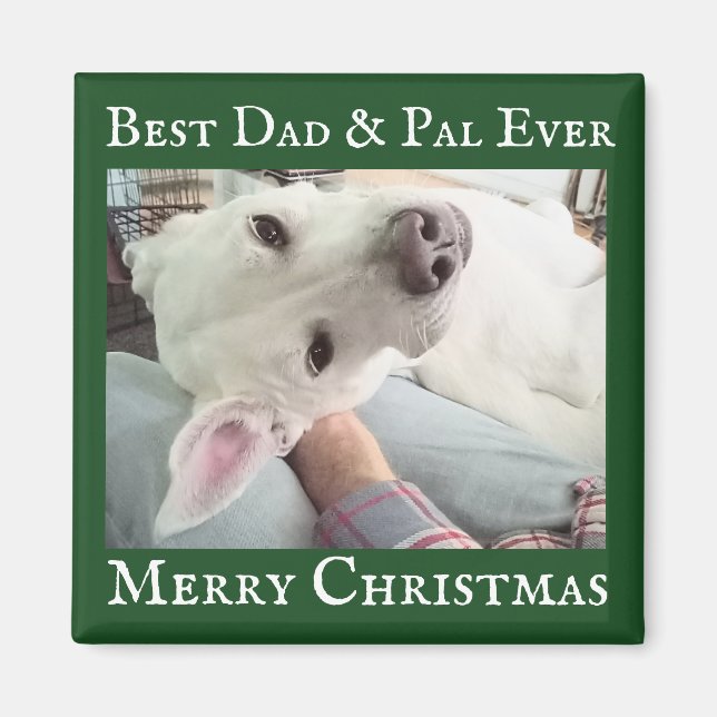 Cute Dog Photo Best Dad Pal Green and White  Magnet (Vorne)