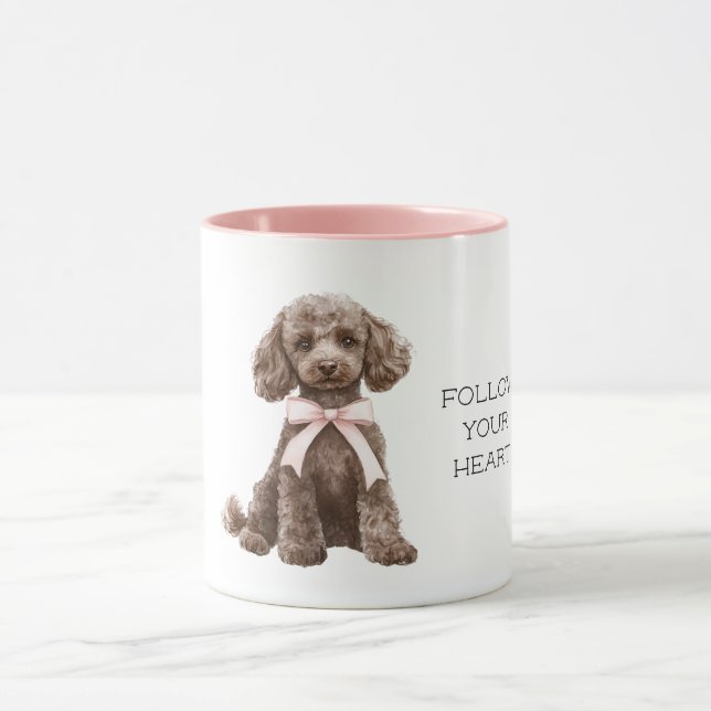 Cute Dog Pink Bow Tasse (Zentrum)