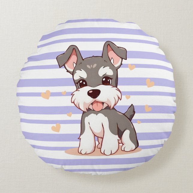 Cute Dog Rundes Kissen (Vorderseite)