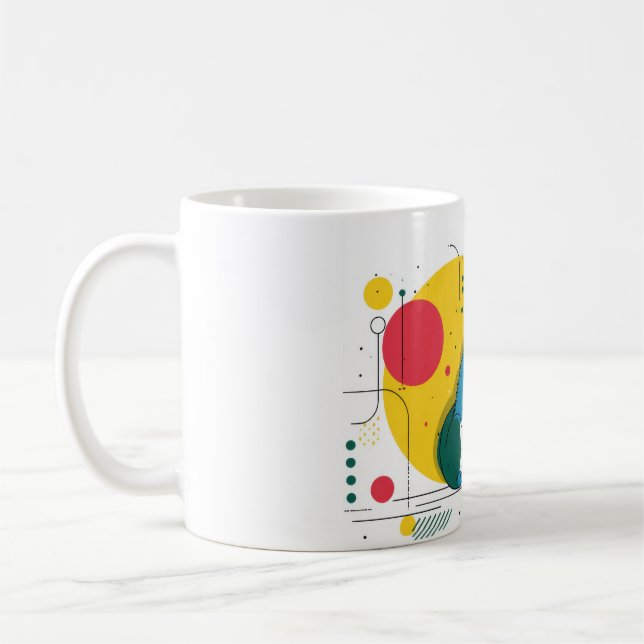 Cute dog sits in colorful art space kaffeetasse (Links)