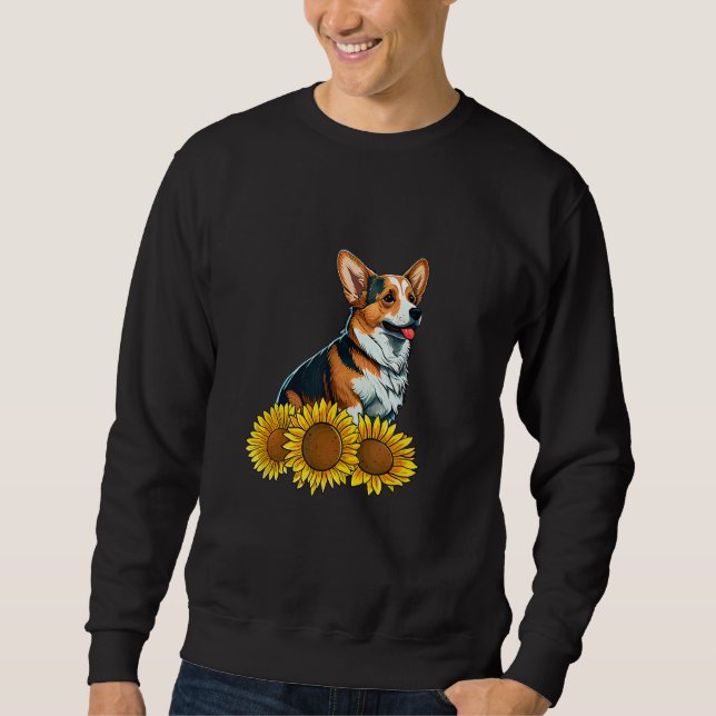 Cute Dog  Sunflower Flower Floral Graphic for Wome Sweatshirt (Vorderseite)