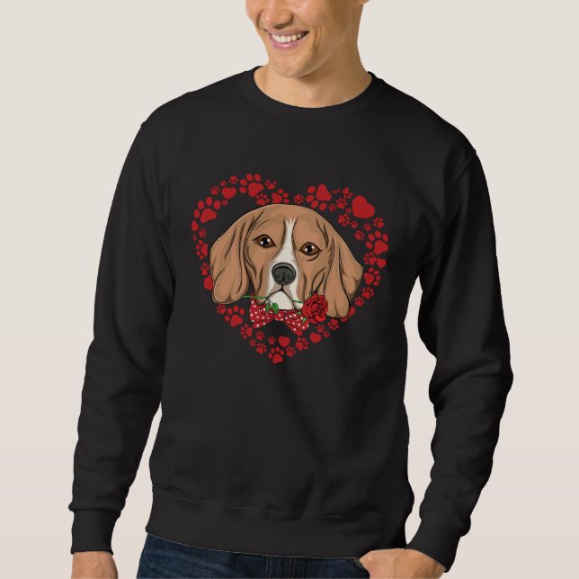 Cute dog Valentines Heart pattern cute Valentine B Sweatshirt (Vorderseite)