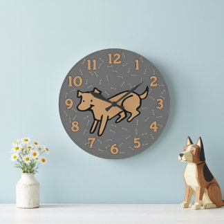 Cute Dog Wall Clock with Large 12 Hour Numbers Große Wanduhr