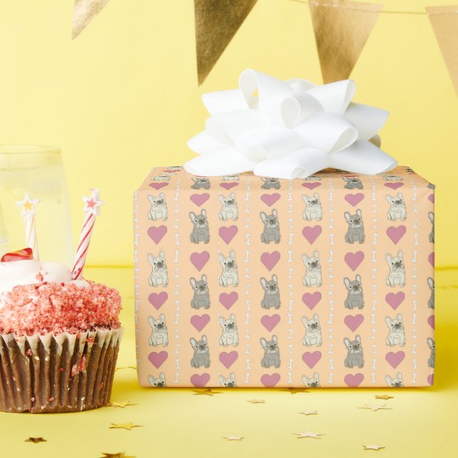 Cute dogs, bones, and hearts geschenkpapier (Geburtstagsparty)