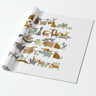 Cute dogs collection, sketch vintage illustration geschenkpapier