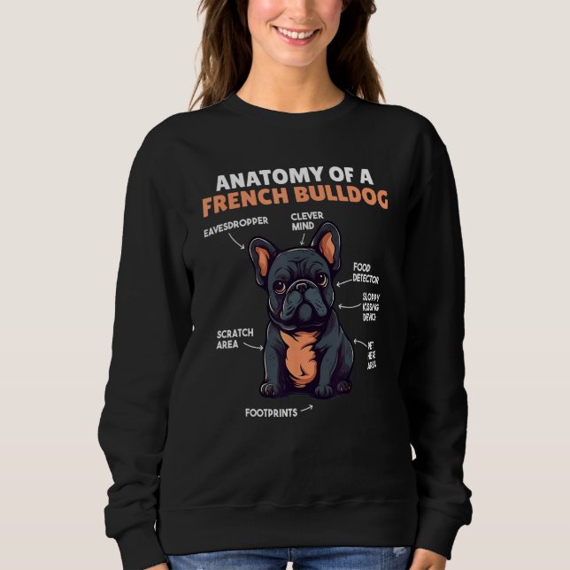 Cute Dogs Explanation Anatomy Of A French Bulldog Sweatshirt (Vorderseite)
