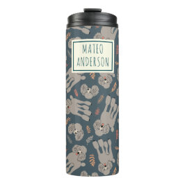 Cute Dogs with Plants Personalized Name Green Thermosbecher