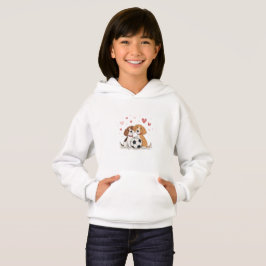 Cute Dogs with Soccer Ball on Valentines Day Hoodie