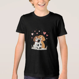 Cute Dogs with Soccer Ball on Valentines Day Tri-Blend Shirt
