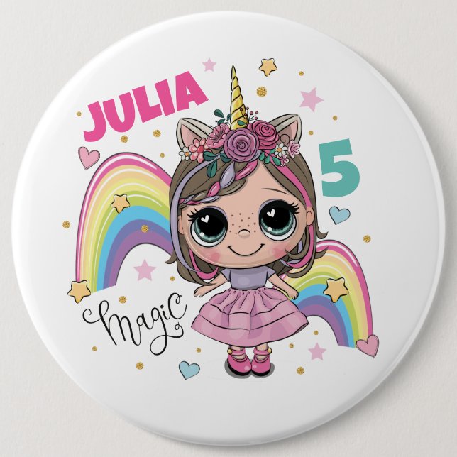 Cute Doll Birthday Pin Button (Vorderseite)