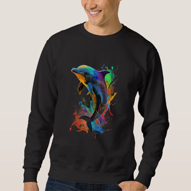 Cute Dolphin Colorful Pop Dolphin Sweatshirt (Vorderseite)