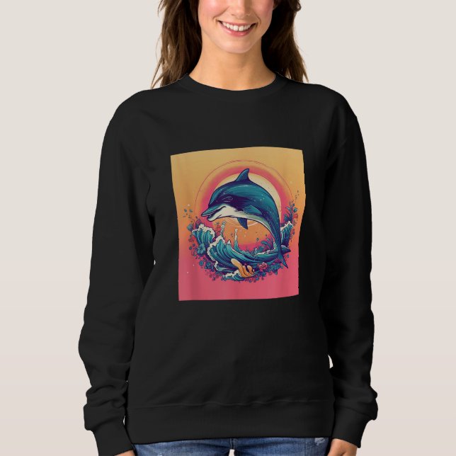 Cute Dolphin Men Women Kids Aquatic Ocean 2 Sweatshirt (Vorderseite)