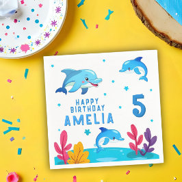 Cute Dolphin Sea Animals Birthday Party Serviette