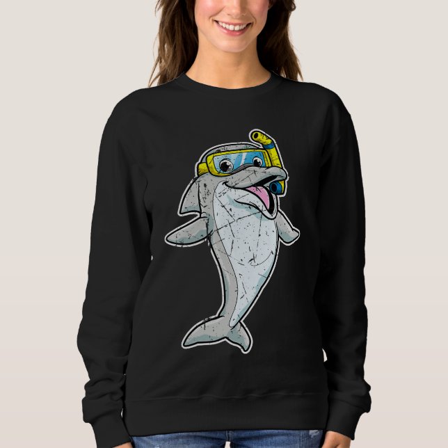 Cute Dolphin Snorkel Whale Sea Animal Cool Men Wom Sweatshirt (Vorderseite)
