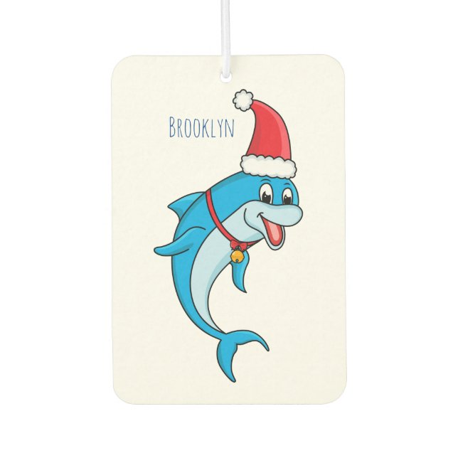 Cute dolphin with Santa hat cartoon Autolufterfrischer (Vorderseite)