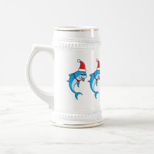 Cute dolphin with Santa hat cartoon Bierglas