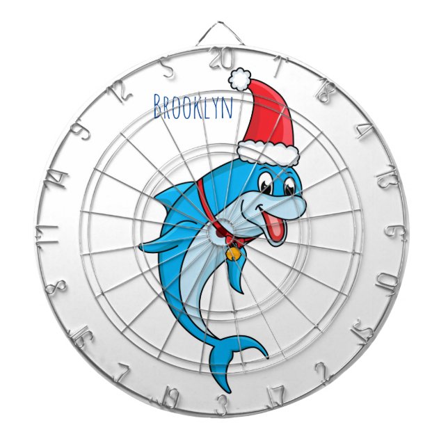 Cute dolphin with Santa hat cartoon Dartscheibe (vorne)