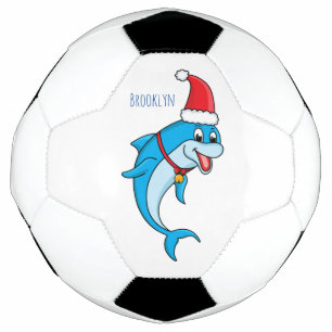 Cute dolphin with Santa hat cartoon Fußball