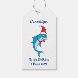 Cute dolphin with Santa hat cartoon Geschenkanhänger