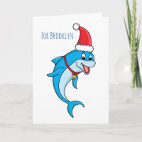 Cute dolphin with Santa hat cartoon