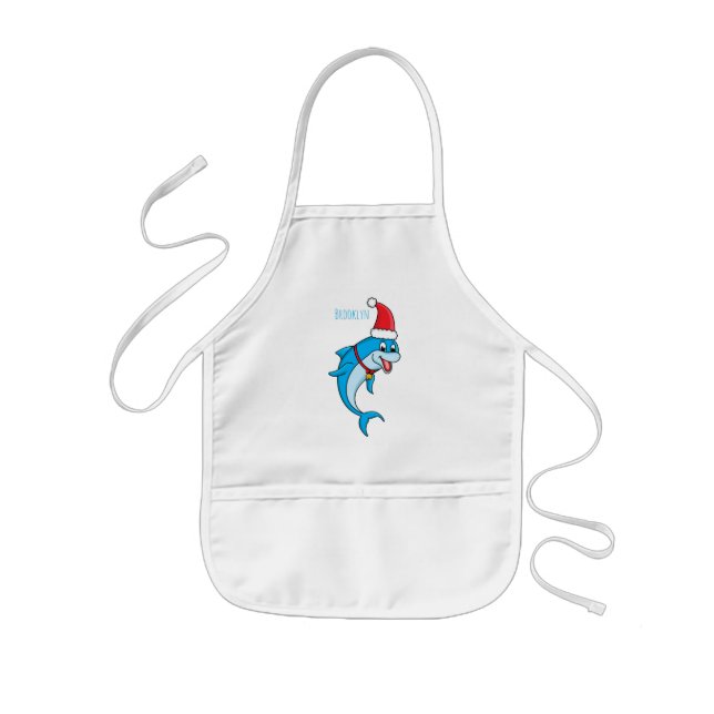 Cute dolphin with Santa hat cartoon Kinderschürze (Vorne)