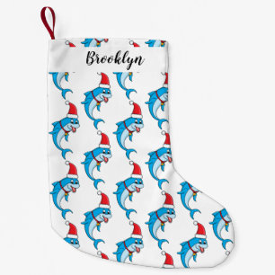 Cute dolphin with Santa hat cartoon Kleiner Weihnachtsstrumpf