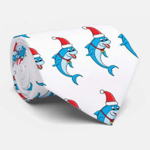 Cute dolphin with Santa hat cartoon Krawatte