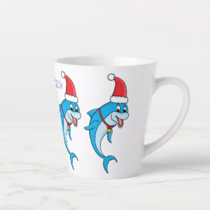 Cute dolphin with Santa hat cartoon Milchtasse