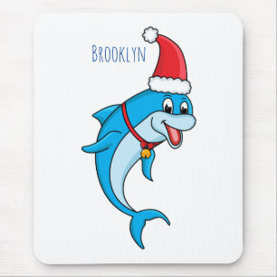 Cute dolphin with Santa hat cartoon Mousepad