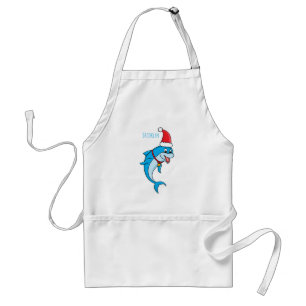 Cute dolphin with Santa hat cartoon Schürze