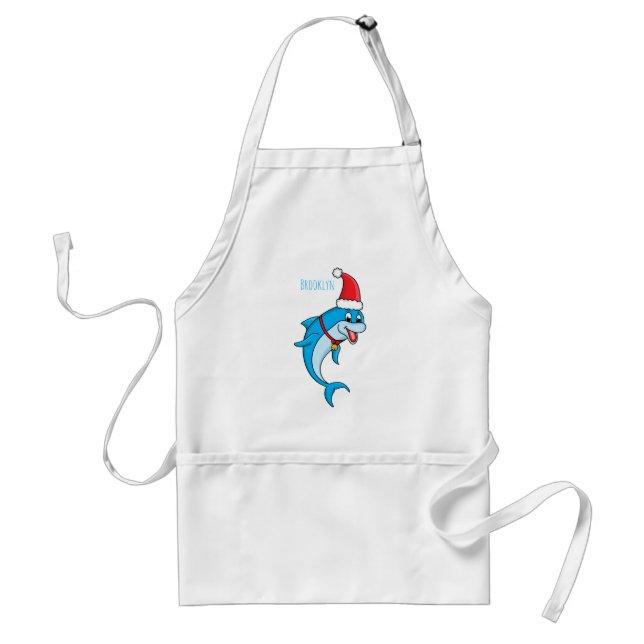 Cute dolphin with Santa hat cartoon Schürze (Vorne)