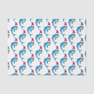 Cute dolphin with Santa hat cartoon Seidenpapier