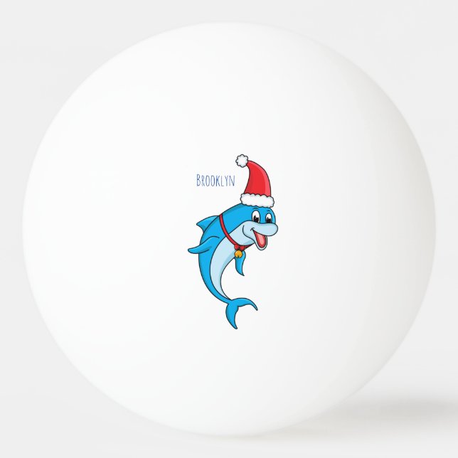 Cute dolphin with Santa hat cartoon Tischtennisball (Vorderseite)