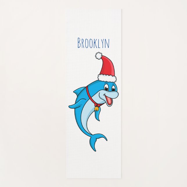 Cute dolphin with Santa hat cartoon Yogamatte (Vorderseite)