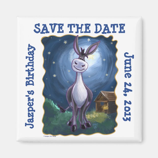 Cute Donkey Party Center Save the Date Fridge Magn Magnet (Vorne)